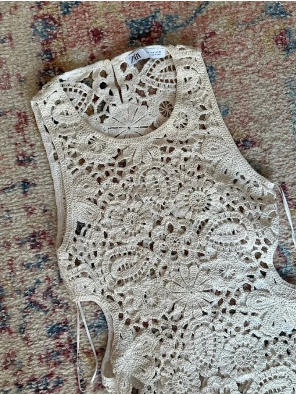 ZARA WOMAN'S LONG KNIT DRESS WITH CUT-OUT ECRU 2142/090 Size Large ( 6-8) - Picture 4 of 4